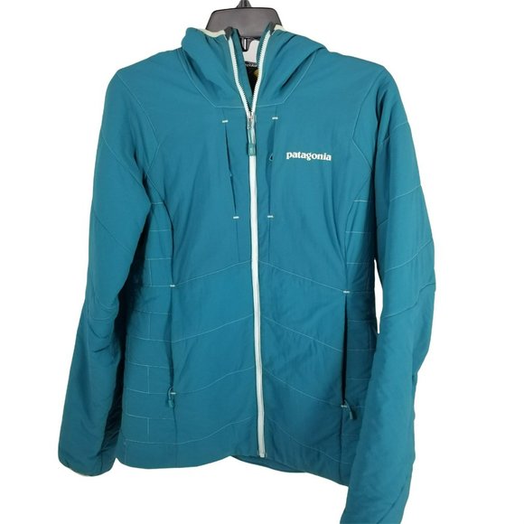 Patagonia Jackets & Blazers - Patagonia Womens M Medium Teal Nano Air Hoody Jacket Coat Yellow Lining Quilted